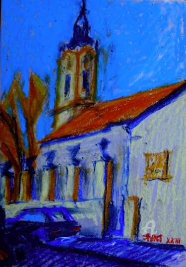 Peinture intitulée "L'eglise "Nikolajev…" par Slobodan Spasojevic (Spaki), Œuvre d'art originale, Pastel