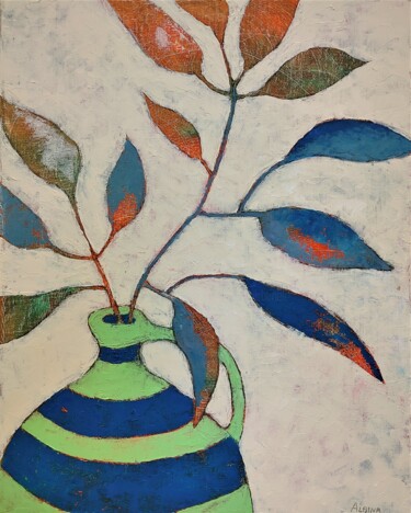 Peinture intitulée "Fleur imaginaire" par Albina Urbanek, Œuvre d'art originale, Huile