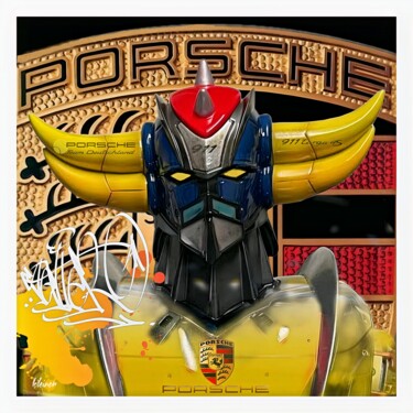 绘画 标题为“Yellow porsche gold…” 由Dominique Kleiner, 原创艺术品, 数字油画