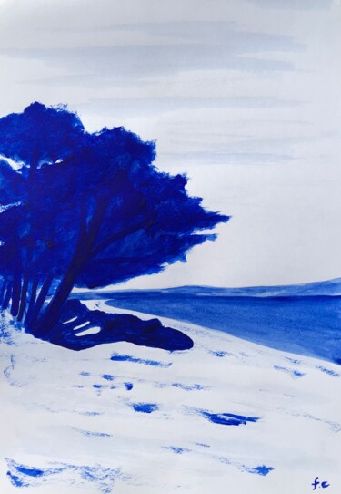 Painting titled "Cap Coz Bleu Outrem…" by Frédéric Cadiou, Original Artwork, Acrylic