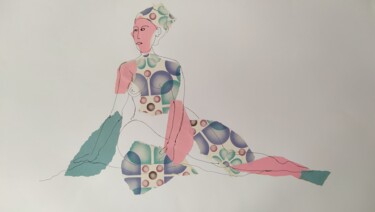 Disegno intitolato "baigneuse" da Franck Werner, Opera d'arte originale, Grafite