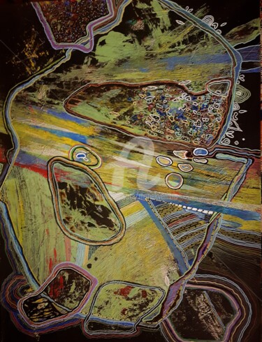 绘画 标题为“Collision” 由Mariekverbois, 原创艺术品, 丙烯 安装在木质担架架上