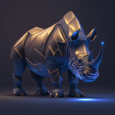 数字艺术 标题为“Rhino 1” 由Claudio Pincas Feldman, 原创艺术品, AI生成的图像