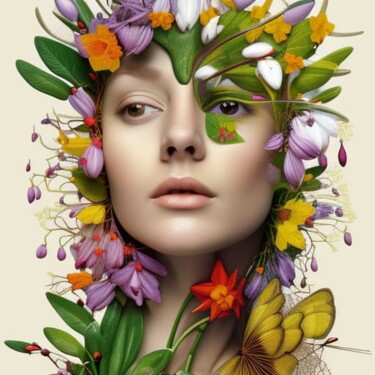 Arte digital titulada "The face of Spring…" por Florence Oulhiou, Obra de arte original, Imagen generada por IA