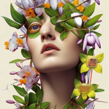 Arte digital titulada "The face of Spring…" por Florence Oulhiou, Obra de arte original, Imagen generada por IA