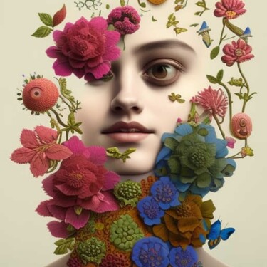 Arte digital titulada "The face of Spring…" por Florence Oulhiou, Obra de arte original, Imagen generada por IA