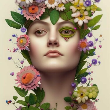 Arte digital titulada "The face of Spring…" por Florence Oulhiou, Obra de arte original, Imagen generada por IA