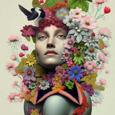 Arte digital titulada "The face of Spring…" por Florence Oulhiou, Obra de arte original, Imagen generada por IA