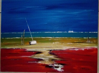 Peinture intitulée "sable pourpre" par Claudie Thedevuide, Œuvre d'art originale, Huile Monté sur Châssis en bois