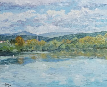 Peinture intitulée "Reflets sur l'eau" par Claude Rollet, Œuvre d'art originale, Huile Monté sur Châssis en bois