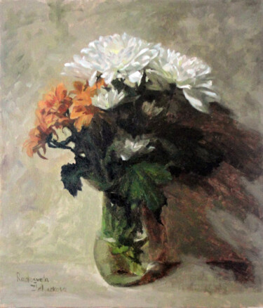Chrysanthemums Painting titled "Chrysanthemums" by Radosveta Zhelyazkova, Original Artwork, Oil