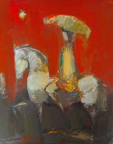 The rider (40x50cm, oil painting, modern art, ready to hang) 绘画 标题为“The rider (40x50cm,…” 由Mateos Sargsyan, 原创艺术品, 油 安装在木质担架架上