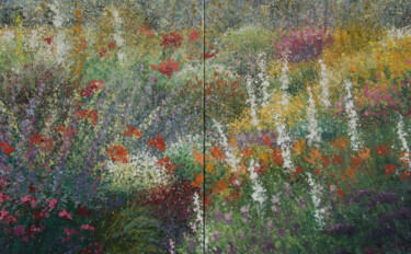 Painting titled "jardin coloré" by Rudolf Otto, Original Artwork, Acrylic
