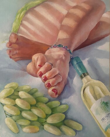 Not a classic still life. Lady fingers Peinture intitulée "Not a classic still…" par Karas Gleb, Œuvre d'art originale, Huile