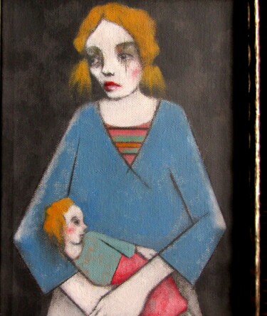 Painting titled "Mère et fille" by François Joseph Durand, Original Artwork, Acrylic