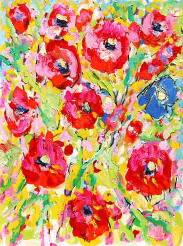 Peinture intitulée "Petites fleurs2" par Jean Mirre, Œuvre d'art originale, Huile