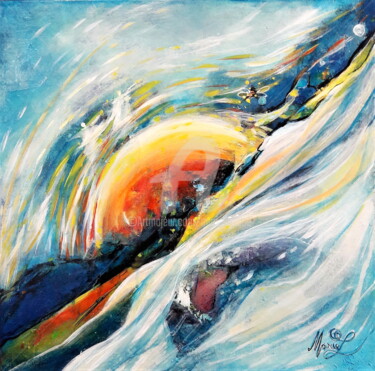 LA NAISSANCE DU SOLEIL Schilderij getiteld "LA NAISSANCE DU SOL…" door Marie Laplace, Origineel Kunstwerk, Acryl Gemonteerd op Frame voor houten br…