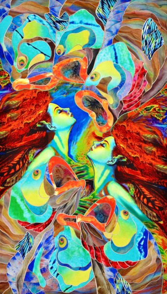 Art textile intitulée "I need her" par Kostyantin Malginov, Œuvre d'art originale, Tapisserie Monté sur Panneau de bois