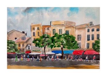 Painting titled "Saint Michel la pla…" by Dupicard, Original Artwork, Watercolor