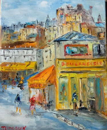 Painting titled "PARIS LES TOITS DE…" by Jean Pierre Jumeaux, Original Artwork, Oil Mounted on Wood Stretcher frame