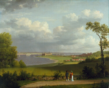 Vue au nord du château de Kronborg Peinture intitulée "Vue au nord du chât…" par Christoffer Wilhelm Eckersberg, Œuvre d'art originale, Huile
