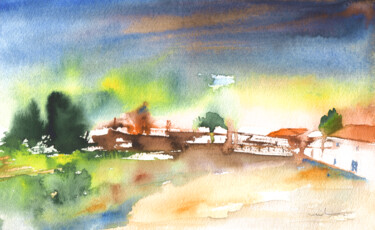 Painting titled "Dawn 45" by Miki De Goodaboom, Original Artwork, Watercolor
