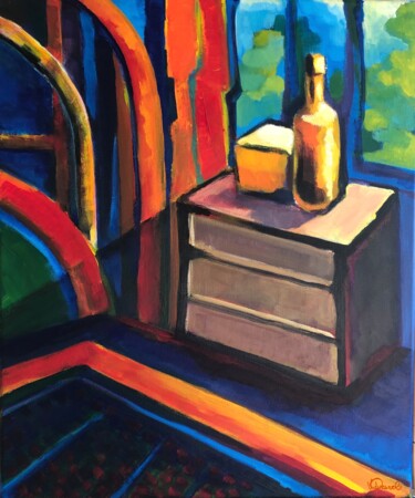 Painting titled "Là-dedans" by Violaine Quesnel, Original Artwork, Acrylic Mounted on Wood Stretcher frame