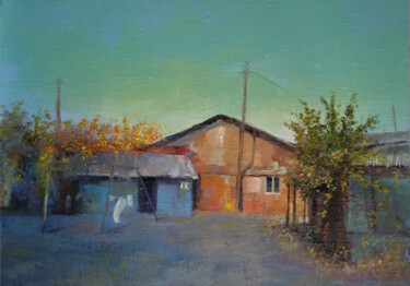 Painting titled "Landscape (70x50cm,…" by Kamsar Ohanyan, Original Artwork, Oil Mounted on Wood Stretcher frame