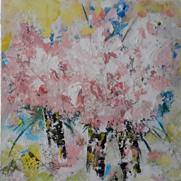 제목이 "Le bouquet Fuchsia"인 미술작품 Jean-Pierre Duquaire로, 원작, 아크릴 나무 들것 프레임에 장착됨
