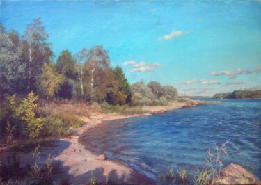 Peinture intitulée "At the old boat sta…" par Anatoliy Nozdrin, Œuvre d'art originale, Huile