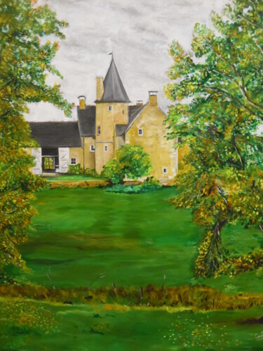 Painting titled "La Haute Vairie" by Alain Coulon, Original Artwork, Oil Mounted on Wood Stretcher frame