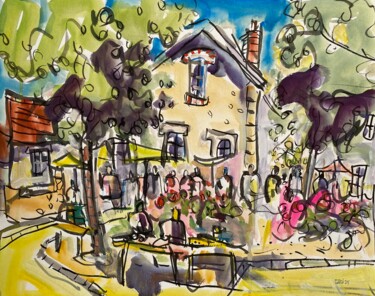 Painting titled "Auffargis 7" by Jean-François Groisy, Original Artwork, Gouache