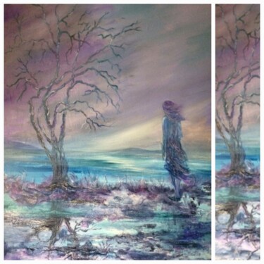 Schilderij getiteld "La fille et le pays…" door Andy Gary, Origineel Kunstwerk, Olie