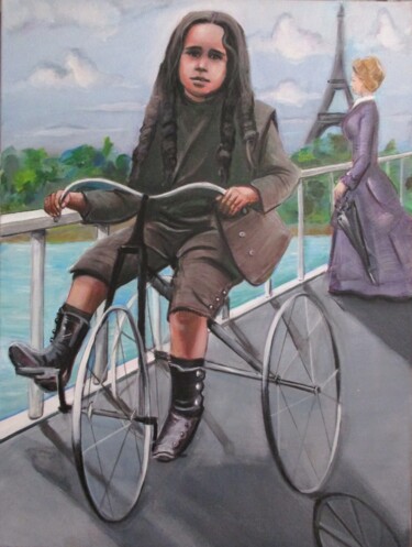 Boy on tricycle Peinture intitulée "Boy on tricycle" par Cyril Harris, Œuvre d'art originale, Acrylique