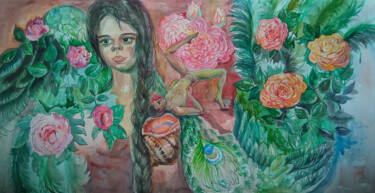 Painting titled "Raahel" by Velta Emīlija Platupe, Original Artwork, Watercolor