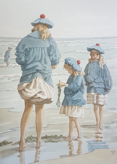 Peinture intitulée "Les soeures" par Sarah Borg, Œuvre d'art originale, Aquarelle