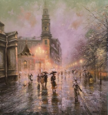 Painting titled "Теплые сумерки" by Dmitrii Balakhonov, Original Artwork, Oil