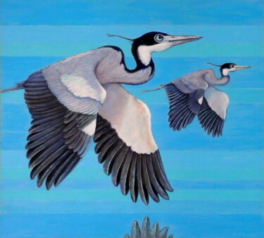 Painting titled "Czaple dwie" by Bohdan Wincenty Łoboda, Original Artwork, Acrylic