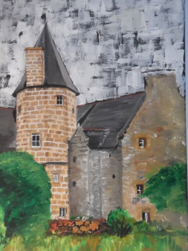 Schilderij getiteld "la petite vairie" door Alain Coulon, Origineel Kunstwerk, Olie Gemonteerd op Frame voor houten brancard