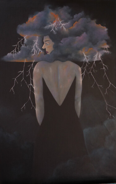 Schilderij getiteld "Foudroyante" door Pauline Bailly, Origineel Kunstwerk, Olie