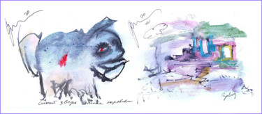 제목이 "the blue beast is a…"인 디지털 아트 Дима Dima Вильмс Wilms (Рок-Живописец Rock-Painter)로, 원작, 수채화