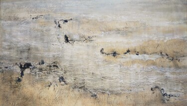 Peinture intitulée "Janvier sur l'estran" par Emmanuelle Vroelant, Œuvre d'art originale, Acrylique Monté sur Aluminium