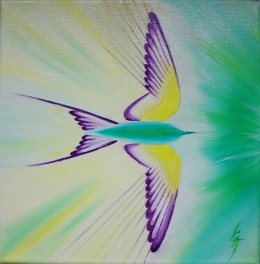 Painting titled "Médecine de l'hiron…" by Sange, Original Artwork, Oil