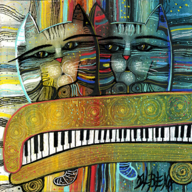 Peinture intitulée "Mélodie pour deux c…" par Albena Vatcheva, Œuvre d'art originale, Huile Monté sur Châssis en bois