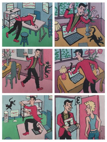 绘画 标题为“Le hackeur” 由Serge Voulouzan, 原创艺术品, 丙烯
