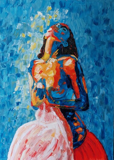 Schilderij getiteld "Sola con la sua ess…" door Salvo Distefano, Origineel Kunstwerk, Olie Gemonteerd op Frame voor houten b…