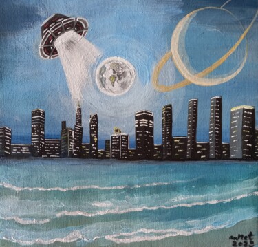 Peinture intitulée "The night" par Anastasiia Netsvetaeva, Œuvre d'art originale, Acrylique