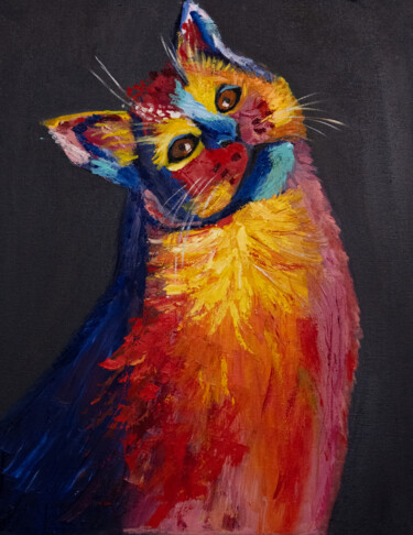 제목이 "Colourful cat pet a…"인 미술작품 Alina Odwyer로, 원작, 기름