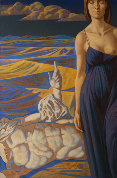 Judith Painting titled "Judith" by Yaroslav Kurbanov, Original Artwork, Oil Mounted on Wood Stretcher frame