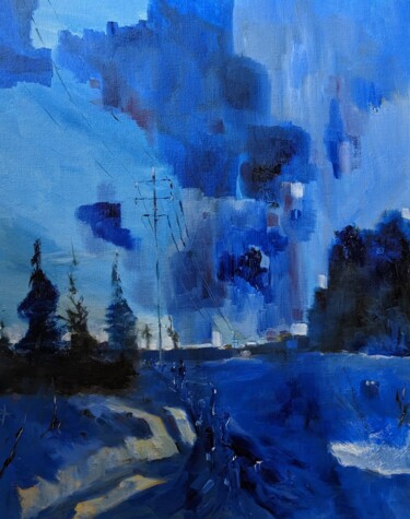 제목이 "Der Marsch der blau…"인 미술작품 Diana Knepper로, 원작, 기름 판지에 장착됨